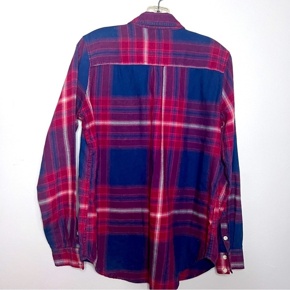 Mossimo Supply Co. Boyfriend Fit Blue & Red Plaid Flannel Shirt Size Small EUC - Picture 3 of 5